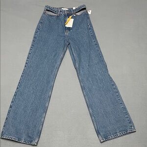 MNG Denim Wide Leg Open Cut-Out Jeans NWT Women’s Size 4 With 32.5” Inseam